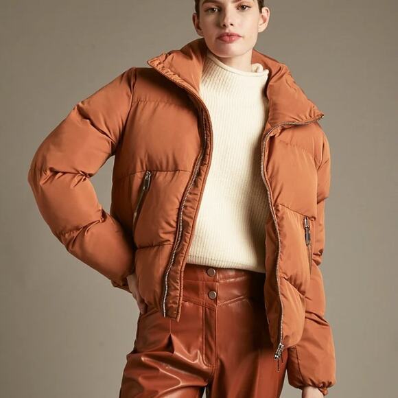 DELUC Women's Lipa Rust Puffer Zipper Jacket Sz S - Picture 1 of 8